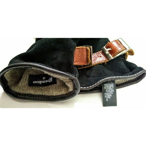 Grandoe Black Leather LambsWool Gloves Medium - Picture 8 of 8